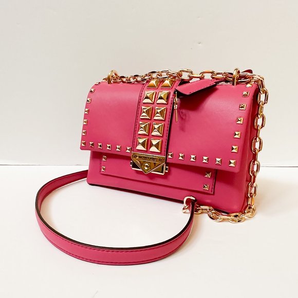 Michael Kors CECE Medium Flap Shoulder Crossbody Leather Bag French Pink - Picture 4 of 13